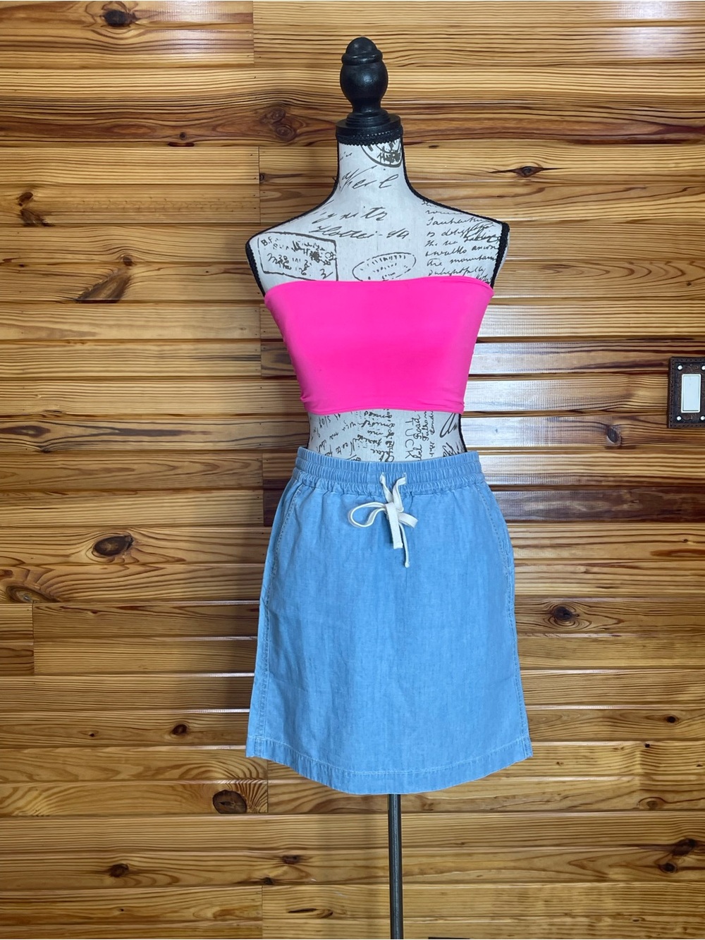 J. Crew Light Blue Denim Mini Skirt with Drawstring